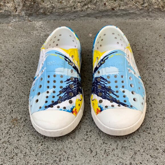 NATIVE Jefferson Paint Splash Shoes Kids 8 C8 Sneaker Natives Blue Slip On Shoe - Picture 8 of 8